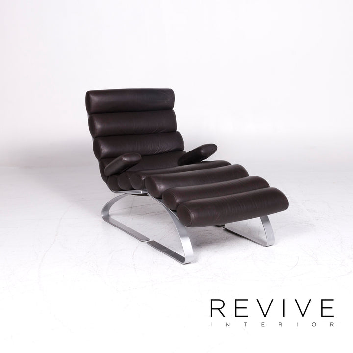 Tabouret de fauteuil en cuir Cor Sinus marron #9003