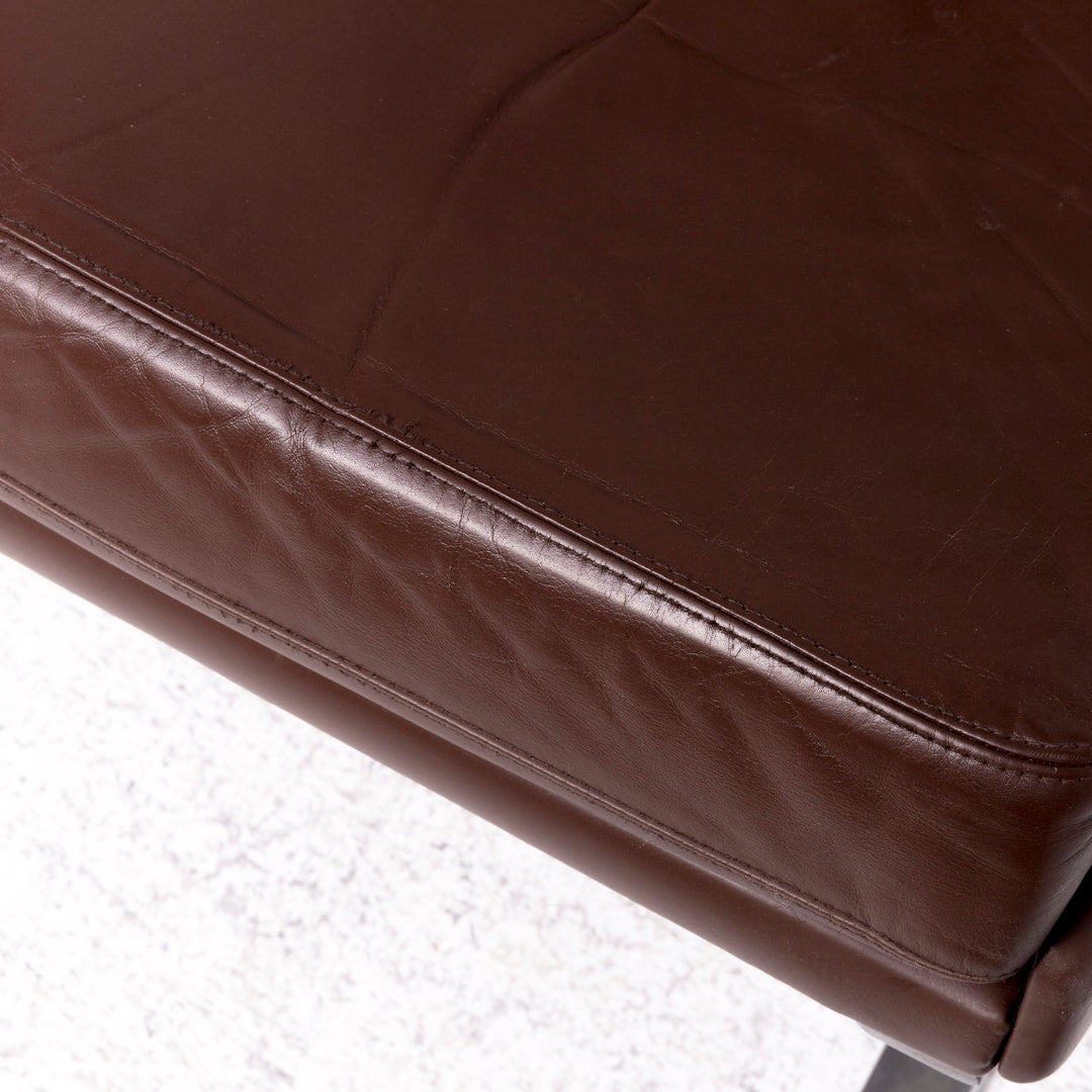 Fauteuil design Cor Swing en cuir marron par Reinhold Adolf, chaise en cuir véritable #8619