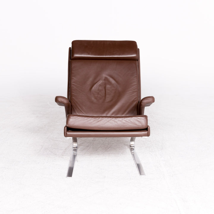 Fauteuil design Cor Swing en cuir marron par Reinhold Adolf, chaise en cuir véritable #8619