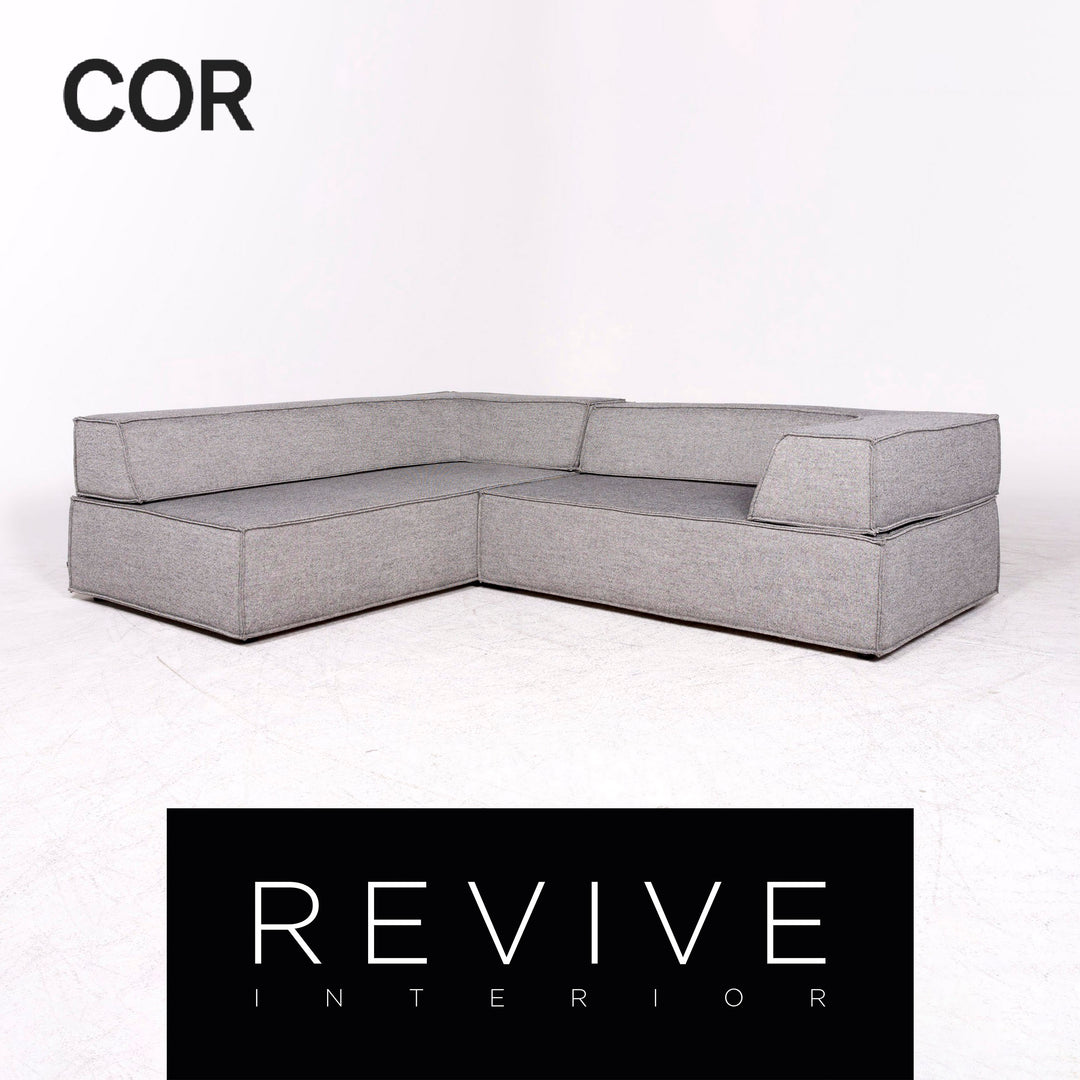 Cor Trio Designer Stoff Ecksofa Elemente Grau Dreisitzer Zweisitzer Couch #8777