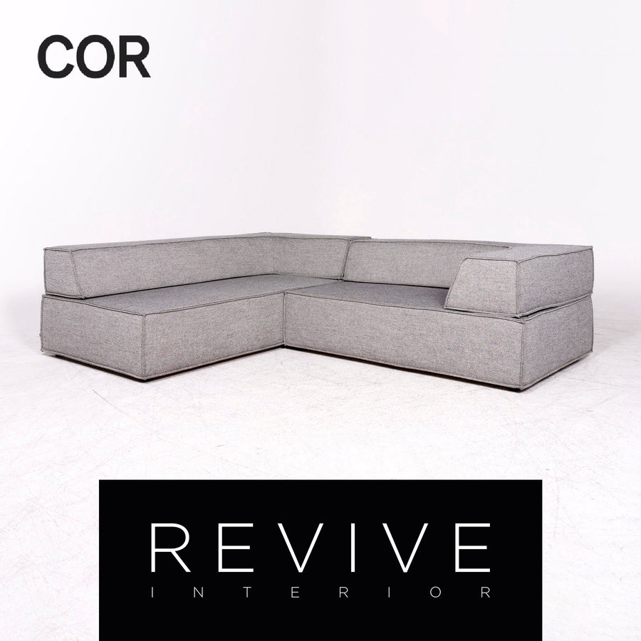 Cor Trio Designer Stoff Ecksofa Elemente Grau Dreisitzer Zweisitzer Couch #8777