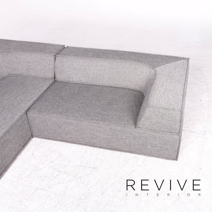Cor Trio Designer Stoff Ecksofa Elemente Grau Dreisitzer Zweisitzer Couch #8777