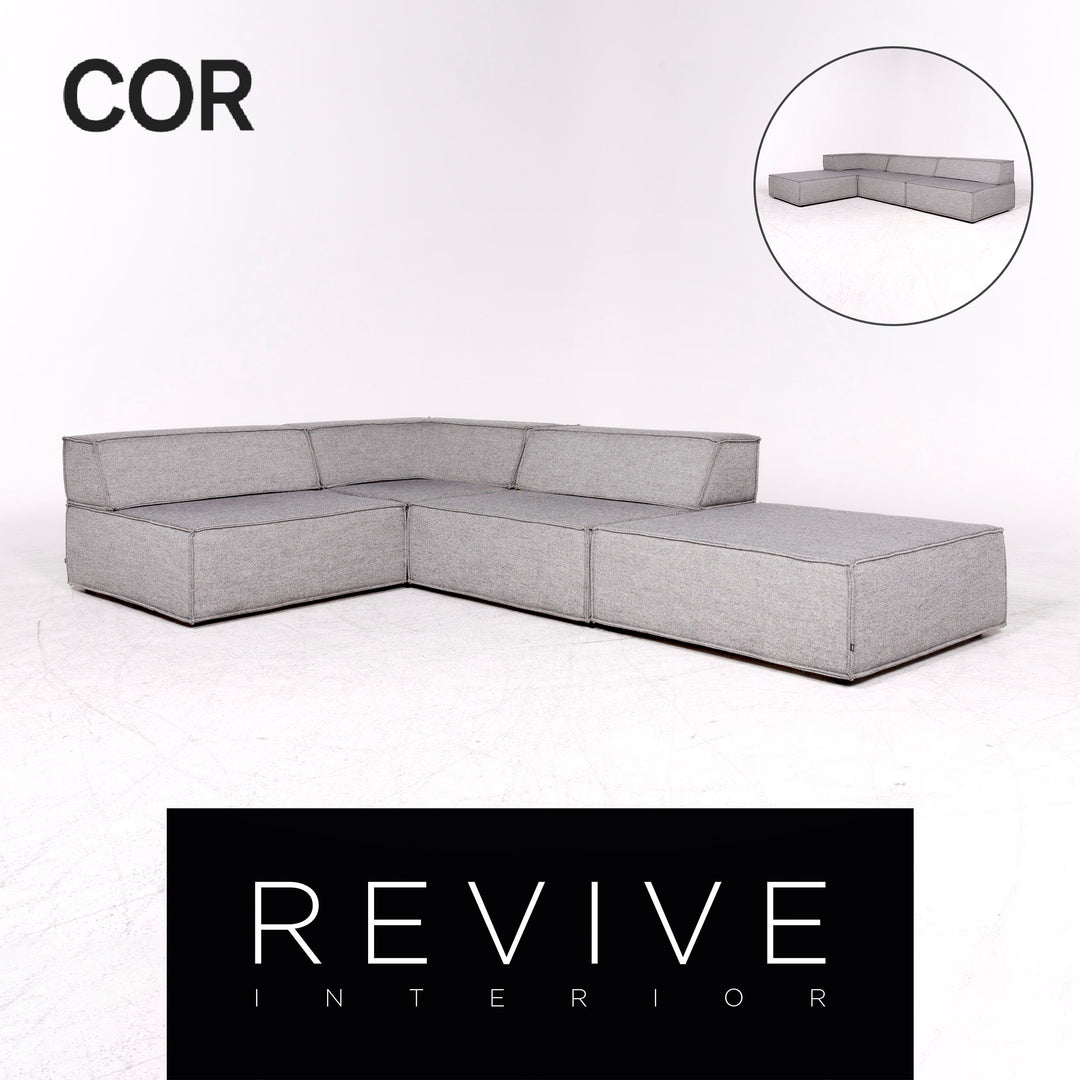 Cor Trio Canapé d'angle en tissu design Gris Canapé trois places Deux places #8776