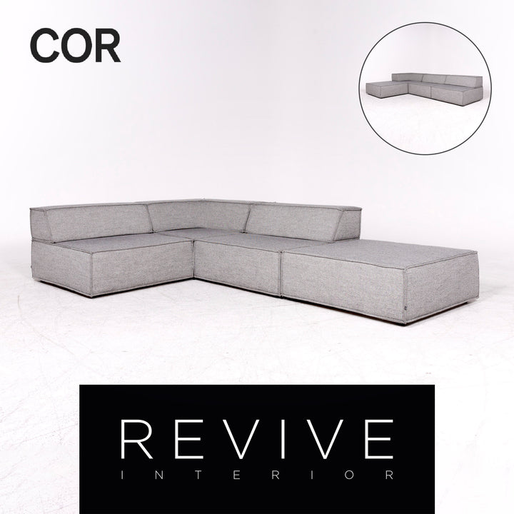 Cor Trio Canapé d'angle en tissu design Gris Canapé trois places Deux places #8776
