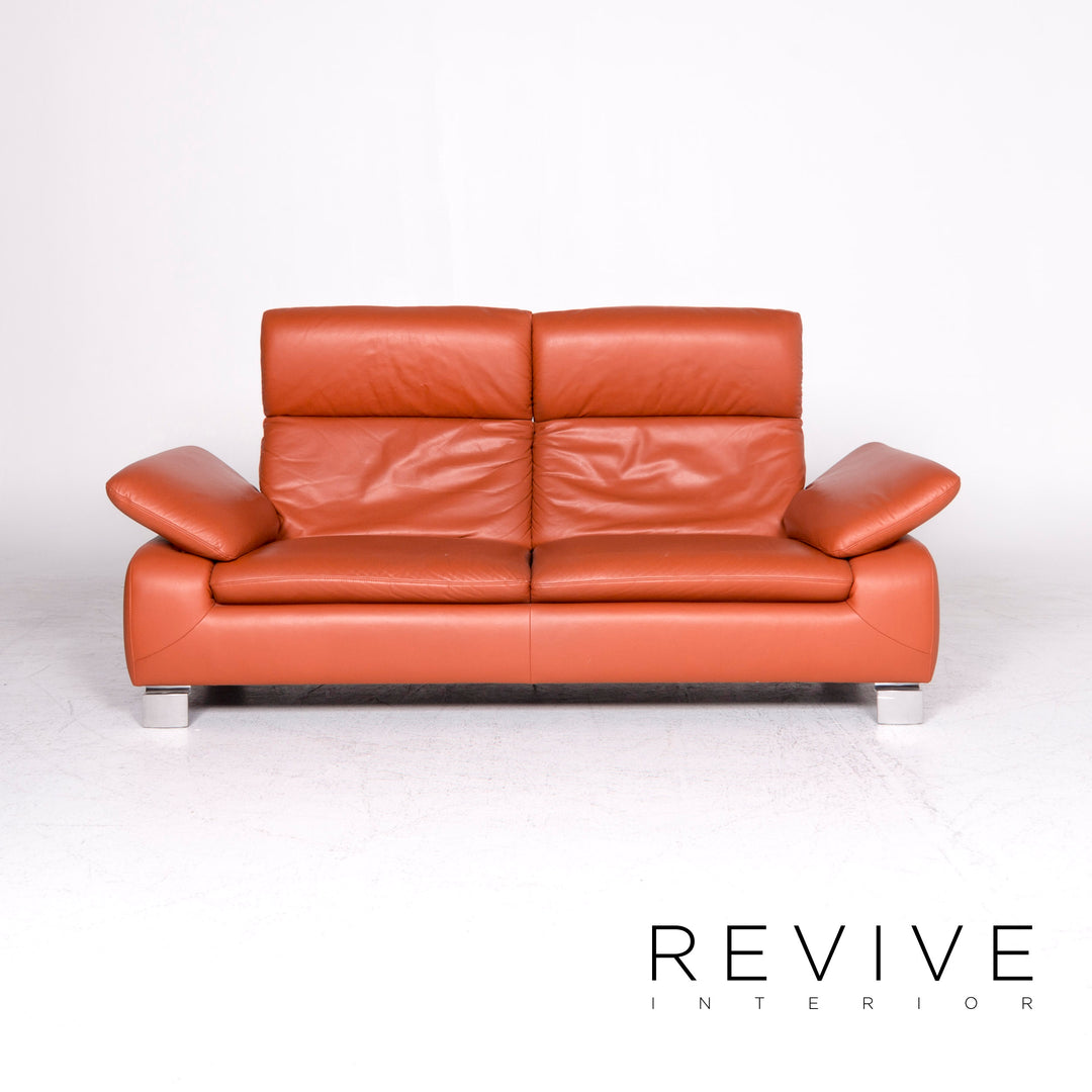 Ewald Schillig Designer Leder Sofa Orange Dreisitzer Couch #8838