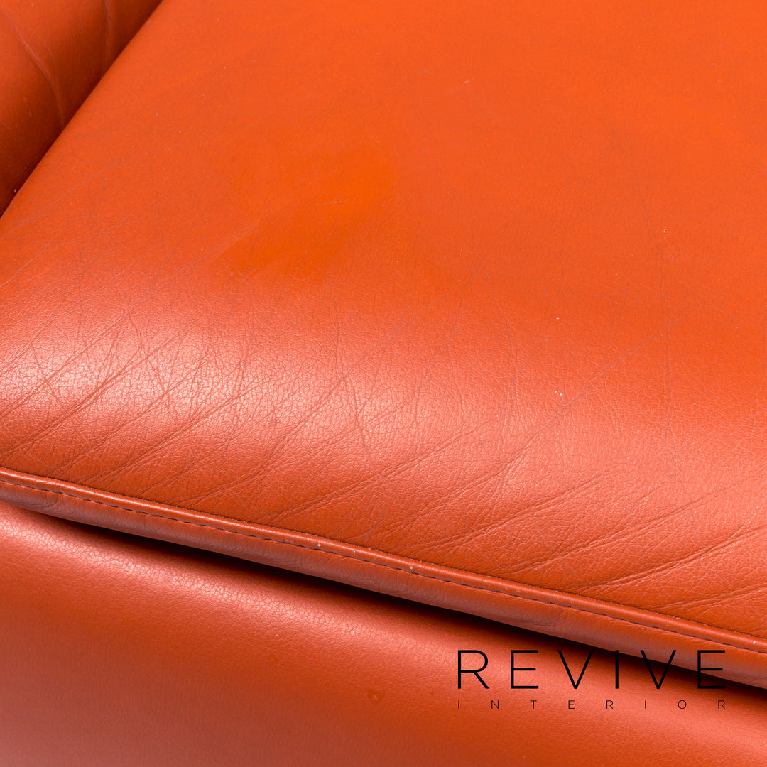 Ewald Schillig Designer Leder Sofa Orange Dreisitzer Couch #8838