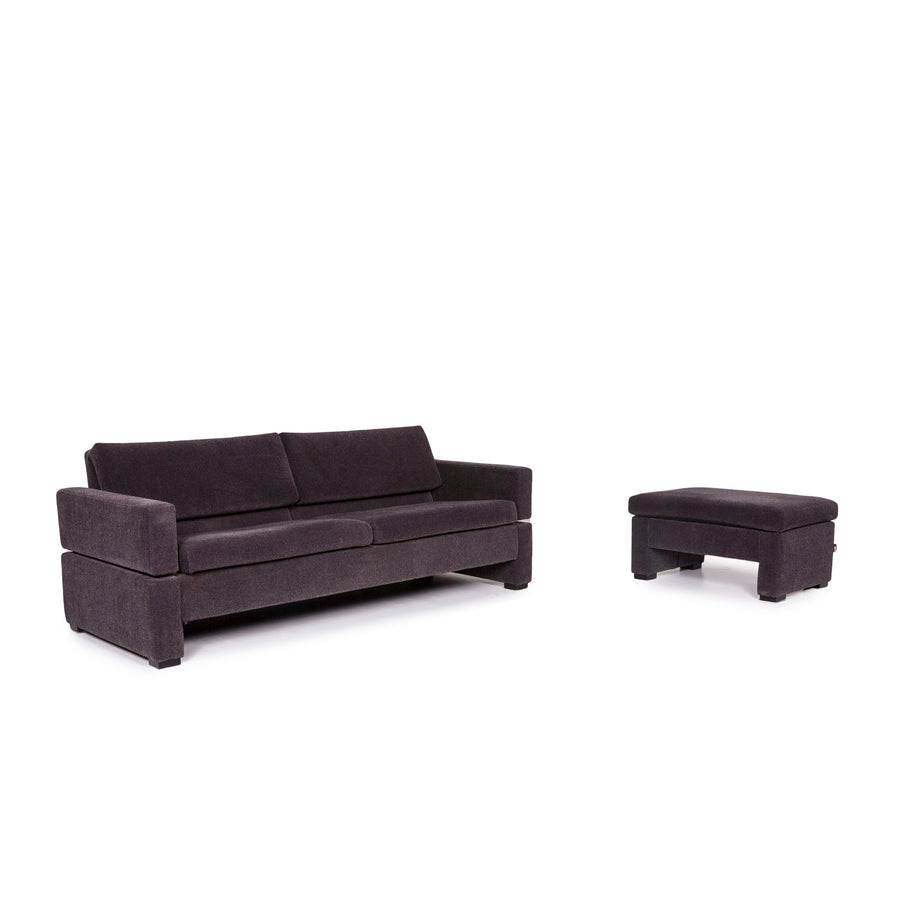 Brühl & Sippold Tomo Samt Stoff Sofa Garnitur 1x Dreisitzer 1x Hocker #12103