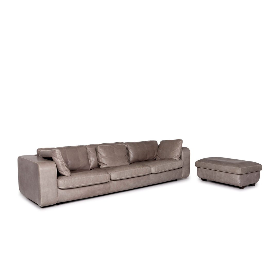 Machalke Valentino Leder Sofa Garnitur Grau 1x Dreisitzer 1x Couch #11340