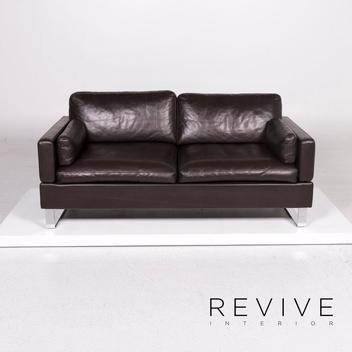 Brühl & Sippold Alba Leder Sofa Garnitur Braun 2x Zweisitzer #12194