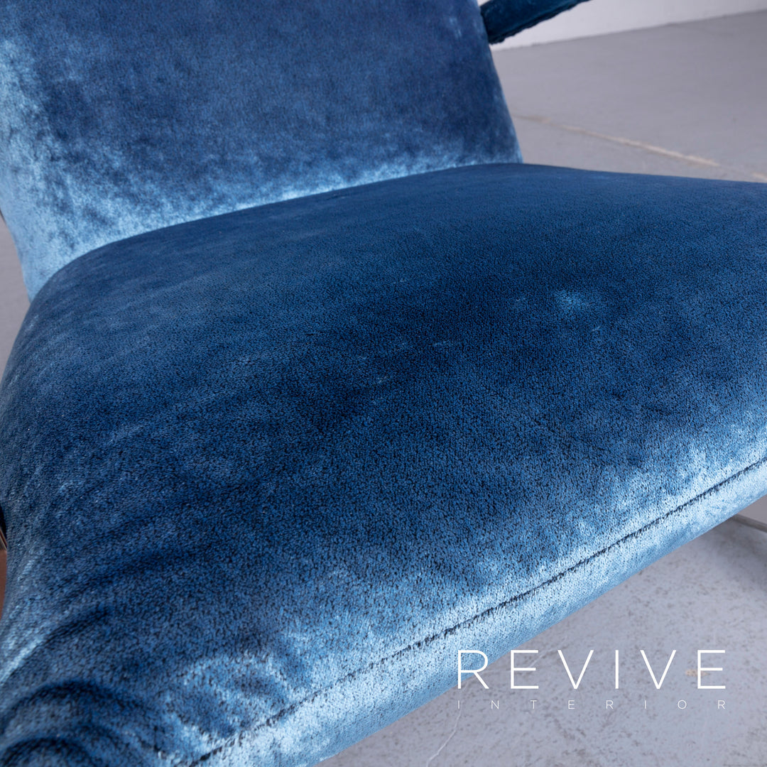 Bretz Highland B132 Designer Velvet Blue Armchair Stool Lounger #6360