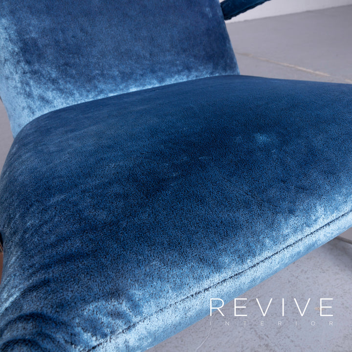 Bretz Highland B132 Designer Velvet Blue Armchair Stool Lounger #6360