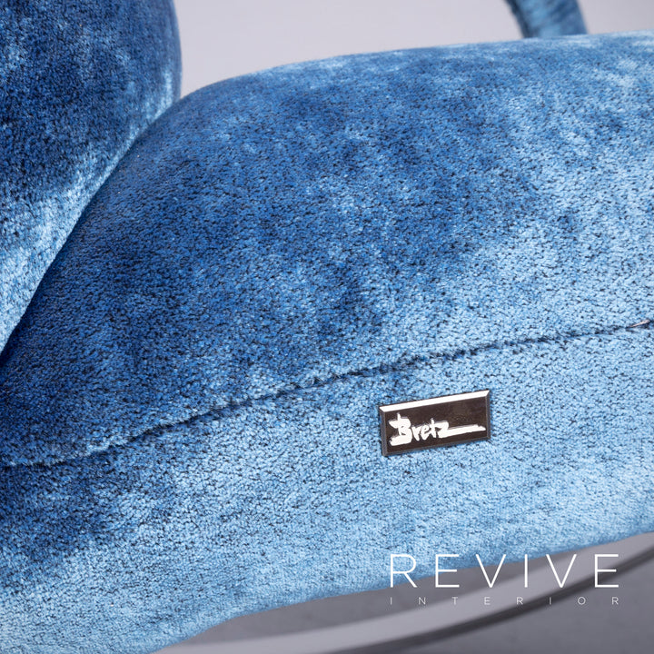 Bretz Highland B132 Designer Velvet Blue Armchair Stool Lounger #6360