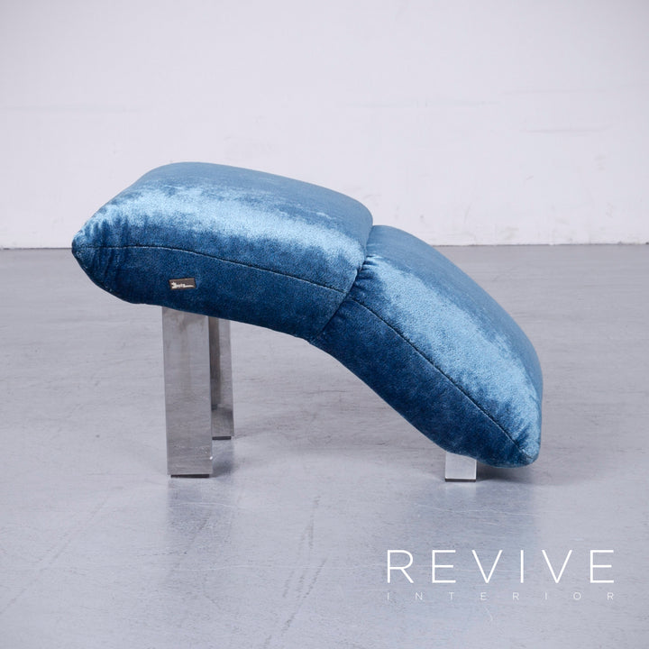 Bretz Highland B132 Designer Velvet Blue Armchair Stool Lounger #6360