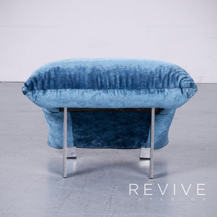 Bretz Highland B132 Designer Velvet Blue Armchair Stool Lounger #6360