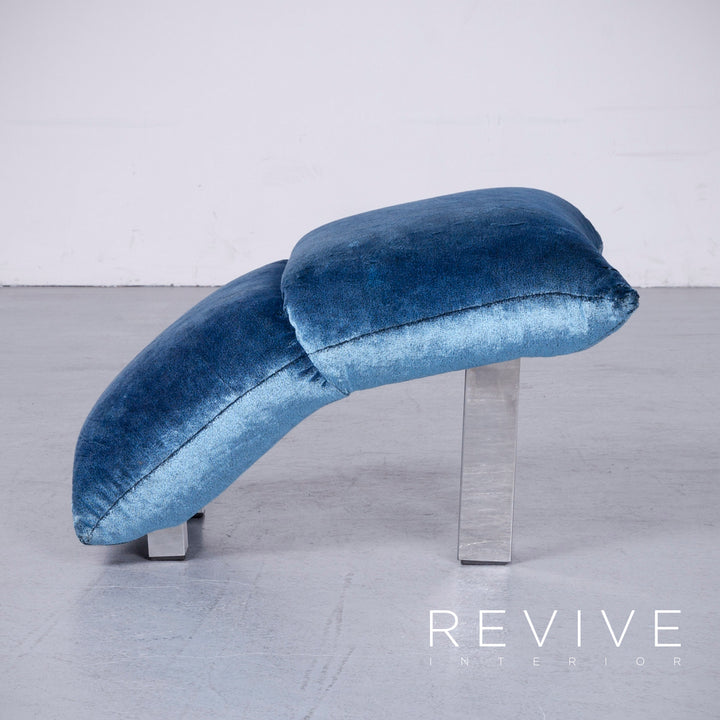 Bretz Highland B132 Designer Velvet Blue Armchair Stool Lounger #6360