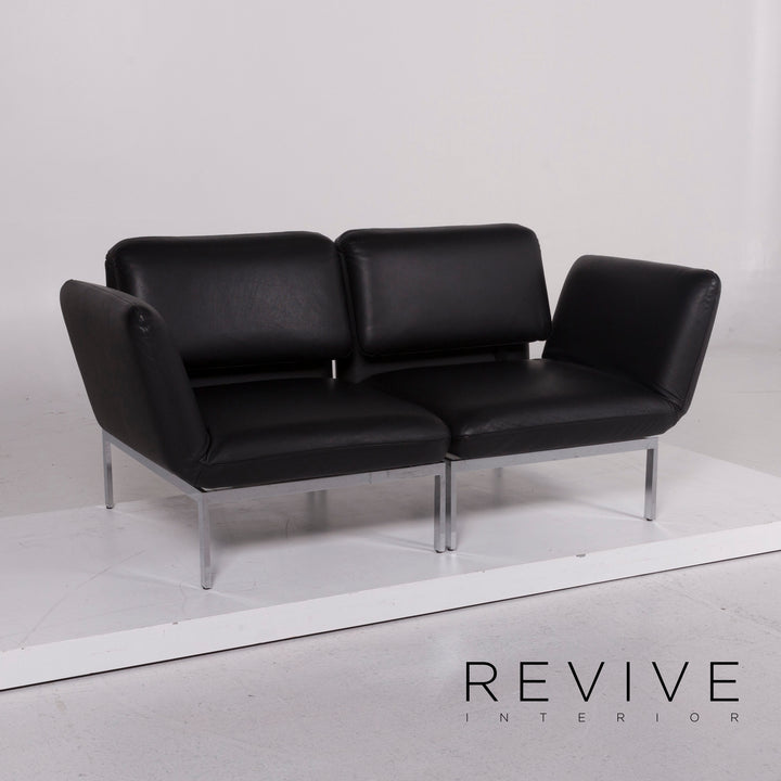 Brühl & Sippold Roro Leder Sessel Garnitur Schwarz Sofa inkl. Funktion #11786