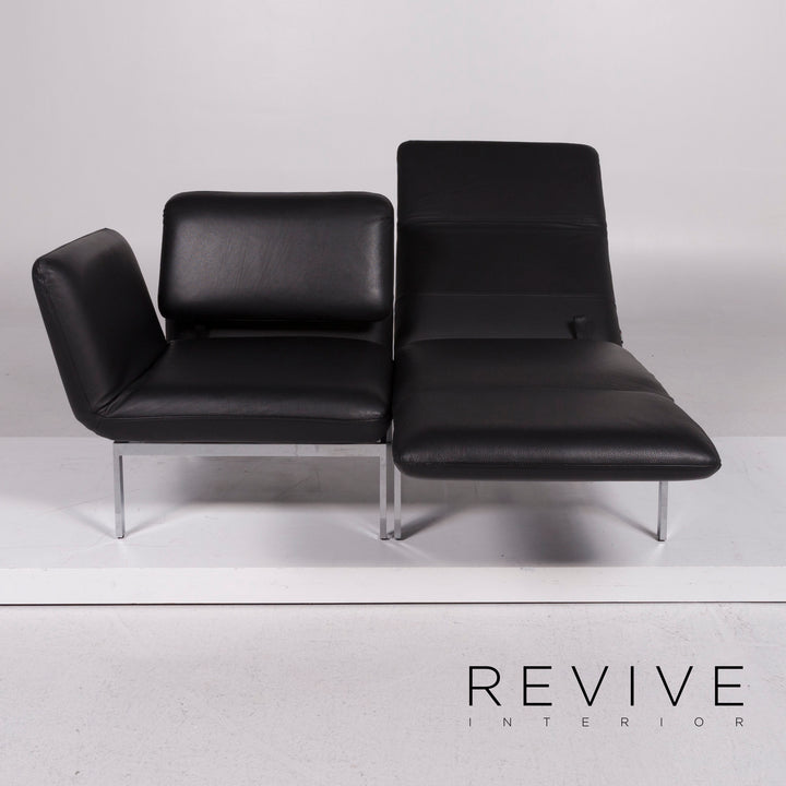 Brühl & Sippold Roro Leder Sessel Garnitur Schwarz Sofa inkl. Funktion #11786