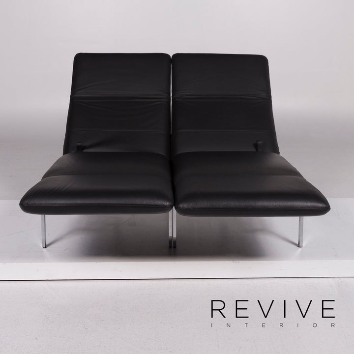 Brühl & Sippold Roro Leder Sessel Garnitur Schwarz Sofa inkl. Funktion #11786