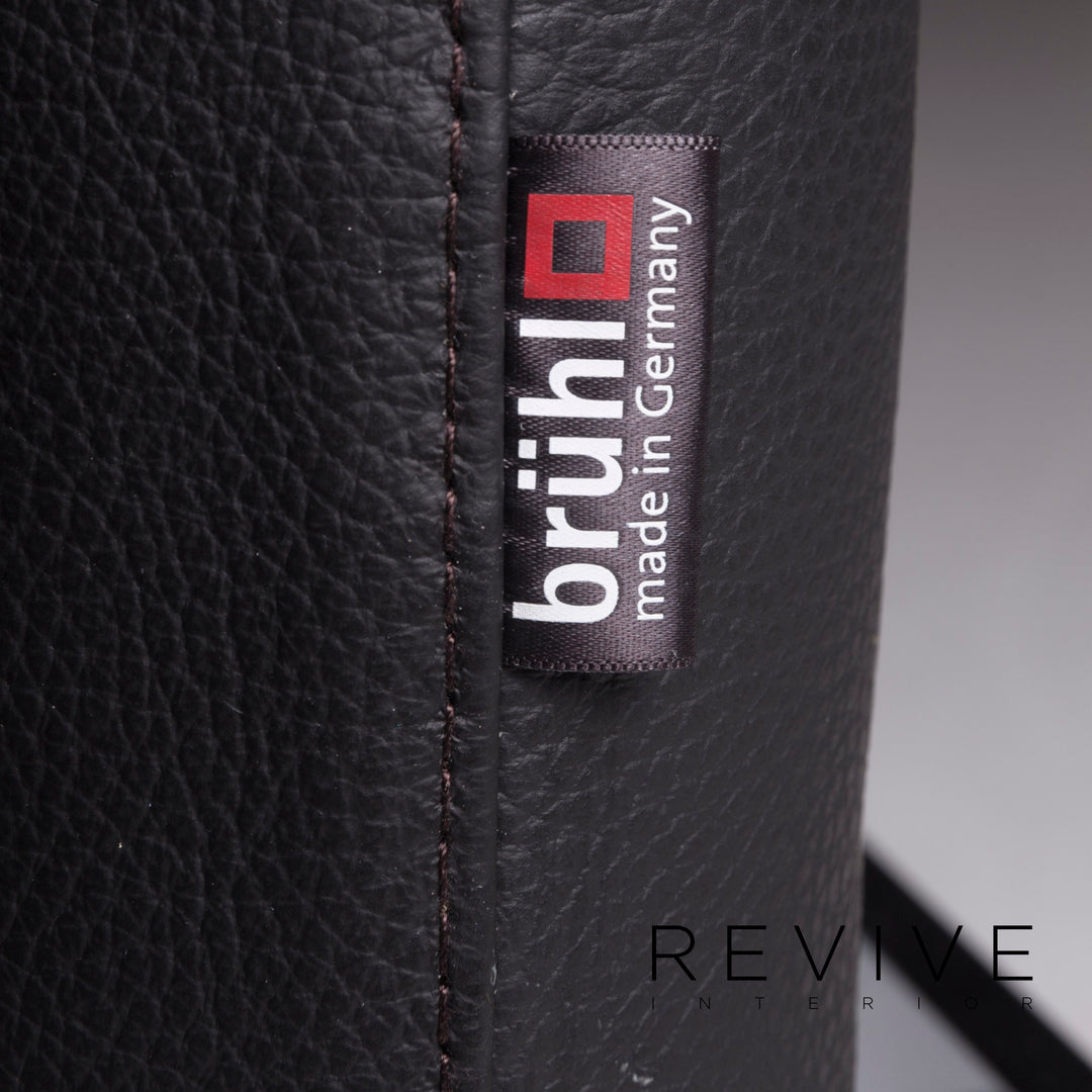 Brühl & Sippold Roro Leder Sessel Garnitur Schwarz Sofa inkl. Funktion #11786