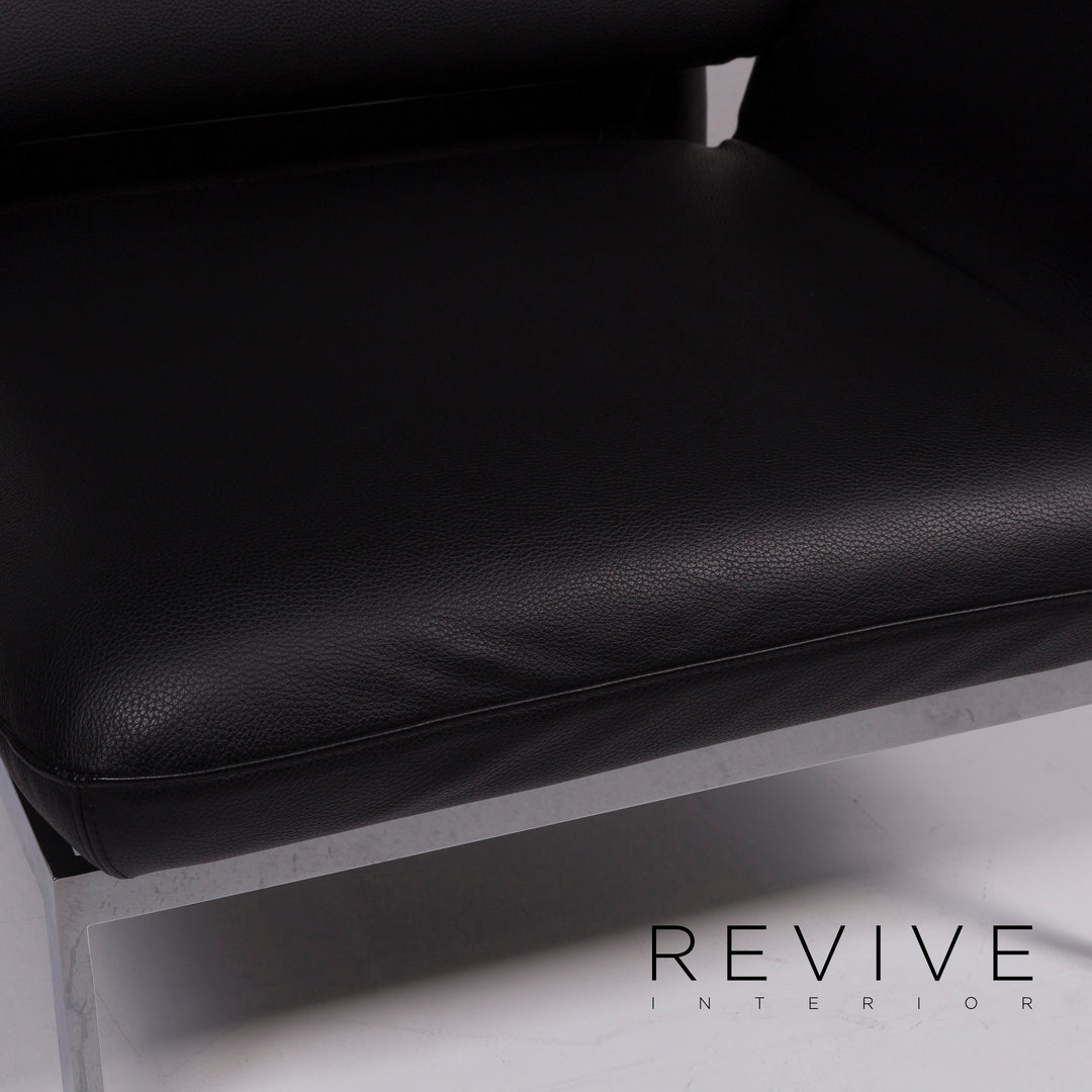 Brühl & Sippold Roro Leder Sessel Garnitur Schwarz Sofa inkl. Funktion #11786