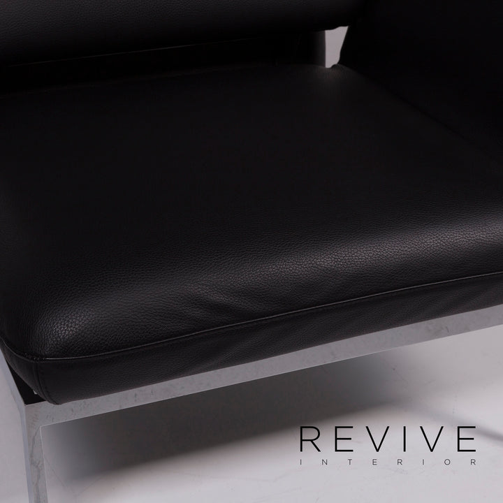 Brühl & Sippold Roro Leder Sessel Garnitur Schwarz Sofa inkl. Funktion #11786