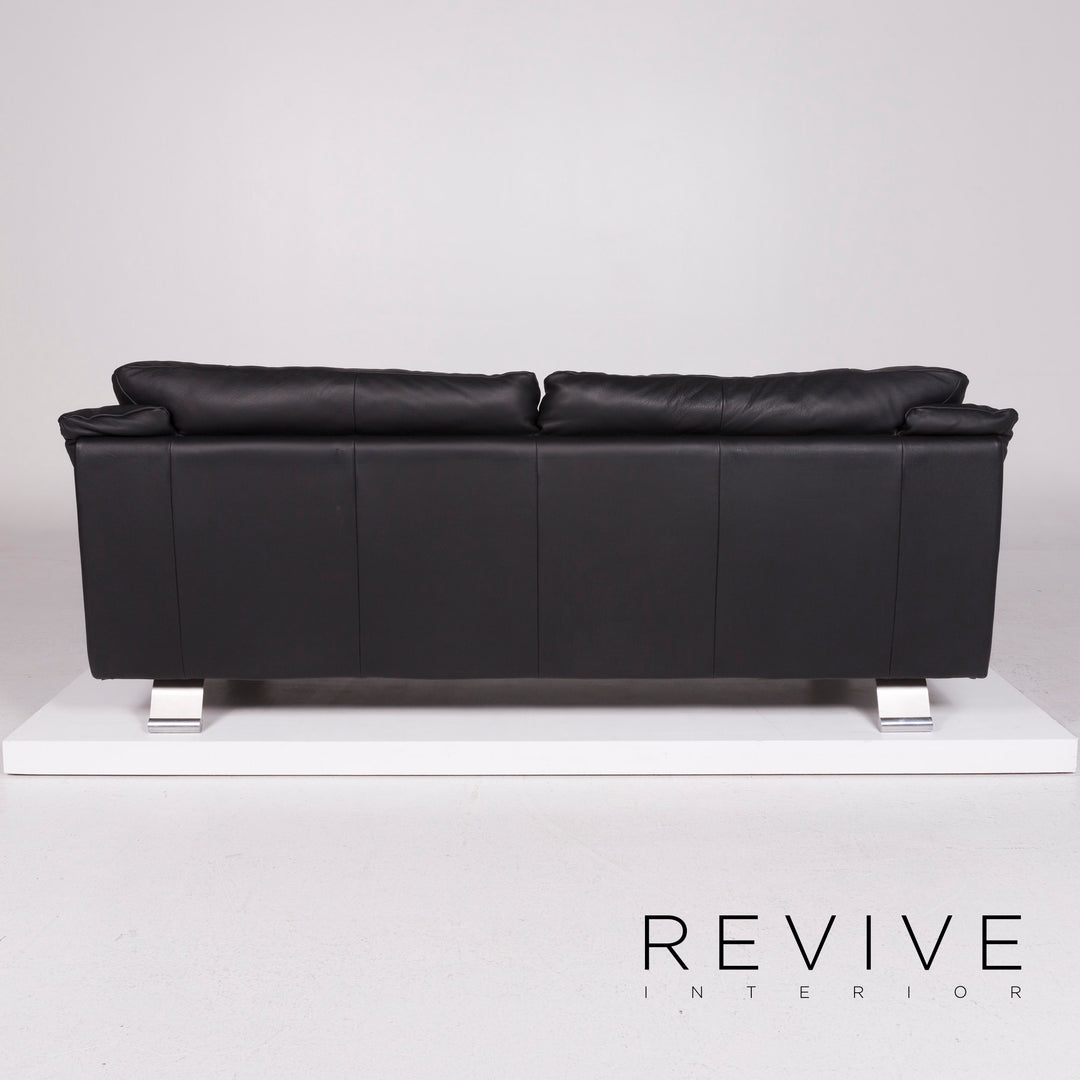 Italsofa Leather Sofa Black Three Seater #11357
