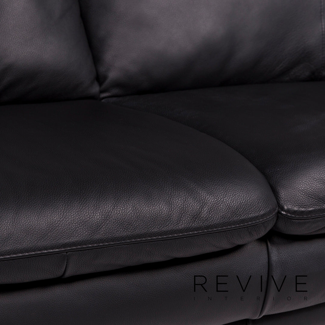Italsofa Leather Sofa Black Two Seater Couch #11547