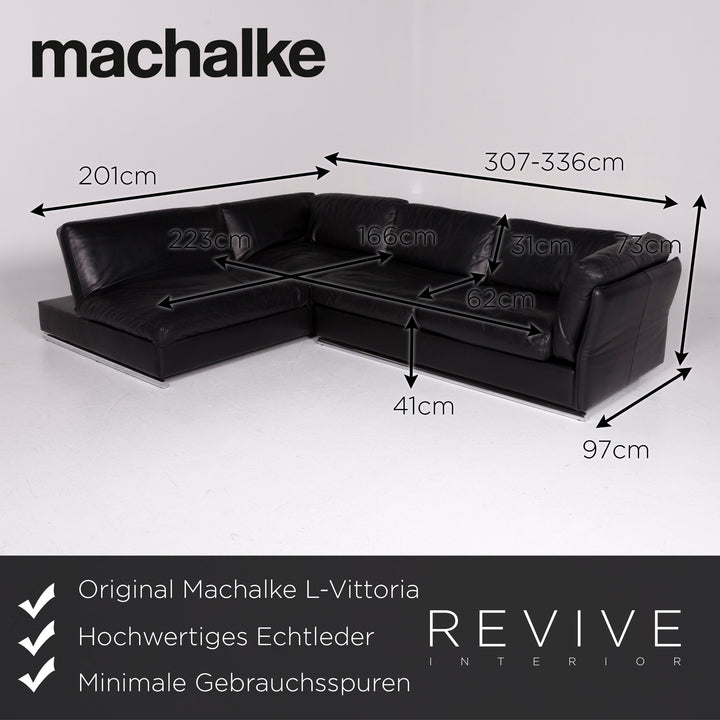 Machalke L-Vittoria Canapé en cuir Noir Canapé d'angle #11346