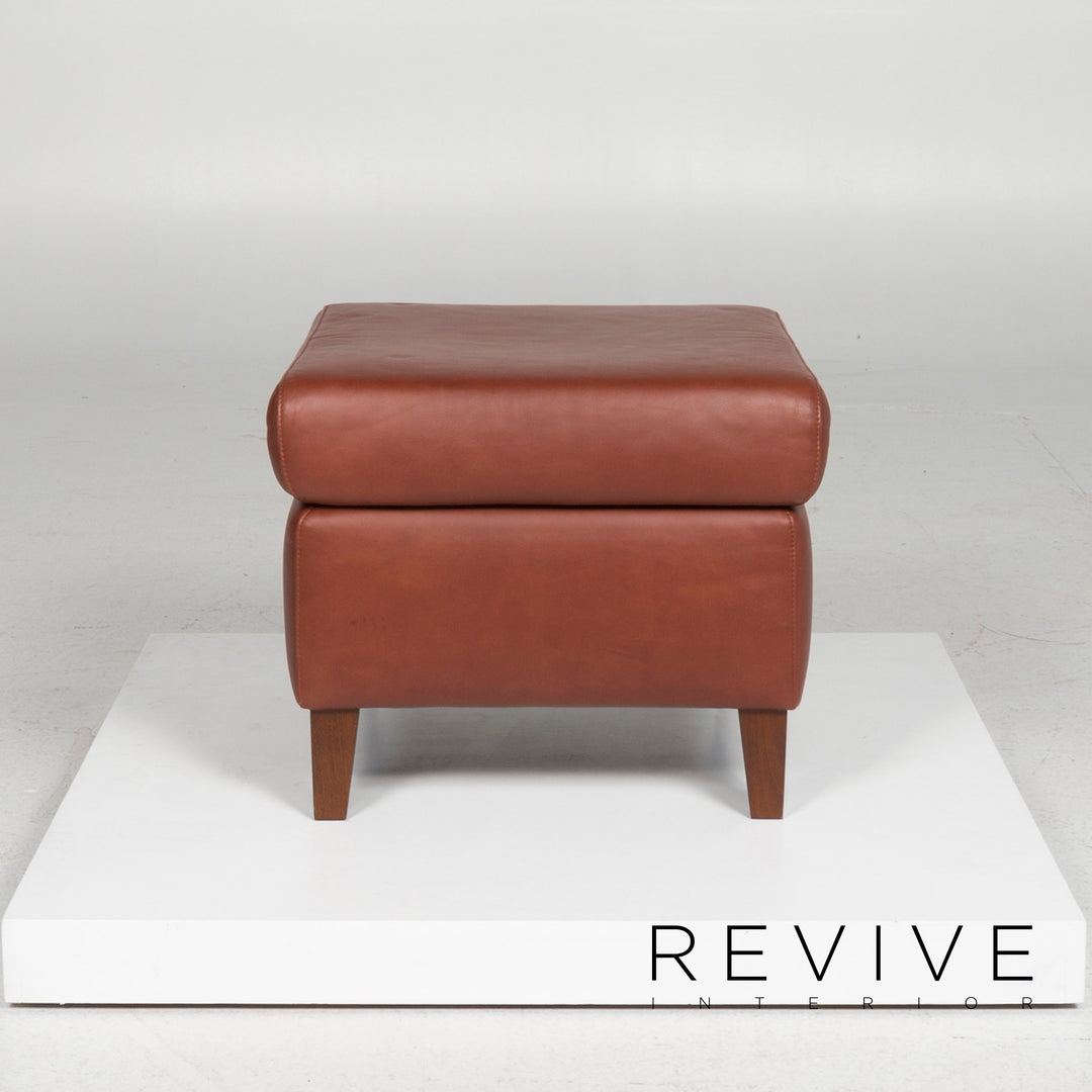 Machalke Leder Sessel Garnitur Braun Hocker #11623