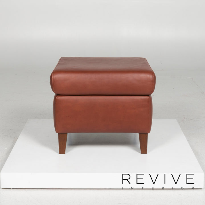 Machalke Leder Sessel Garnitur Braun Hocker #11623
