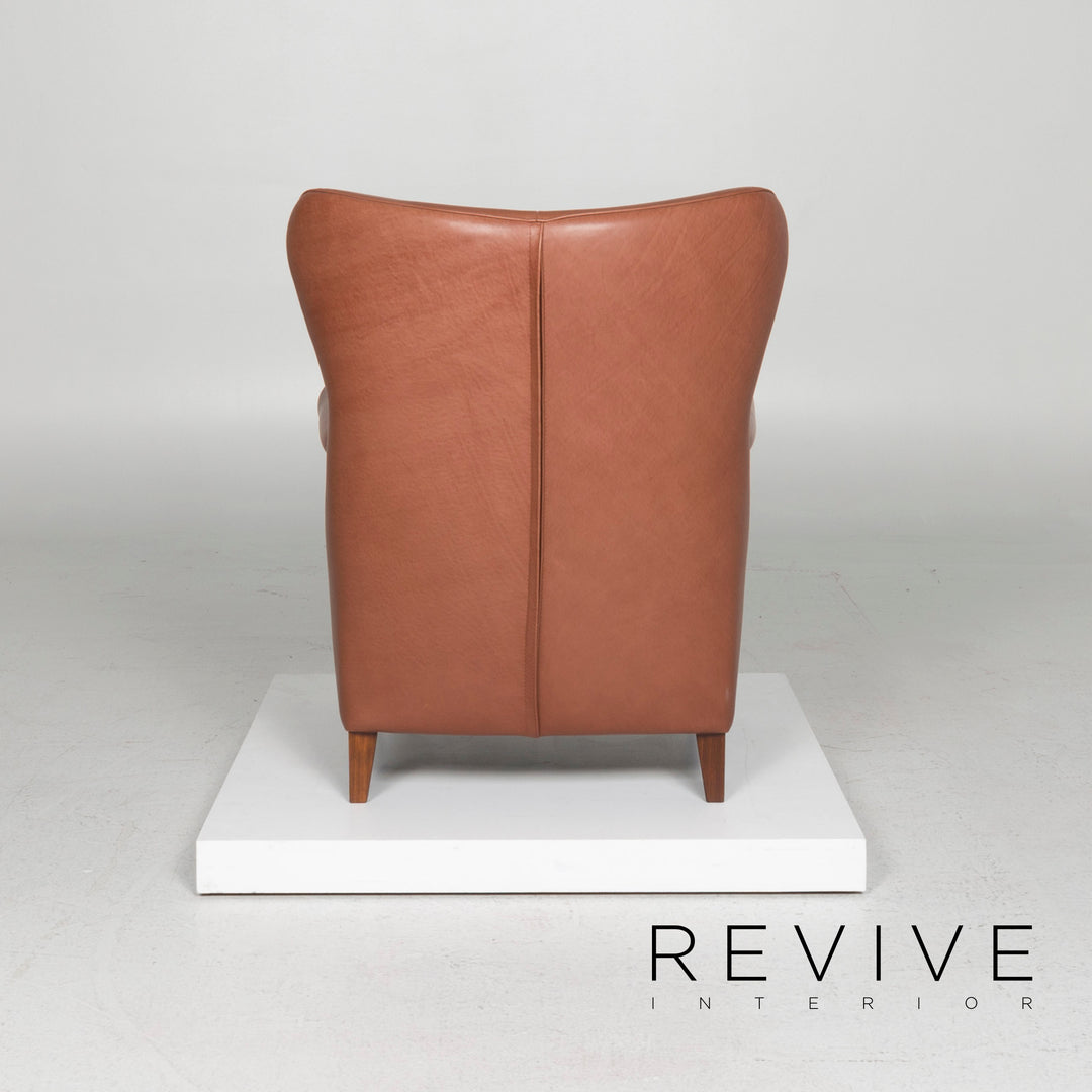 Machalke Leder Sessel Garnitur Braun Hocker #11623