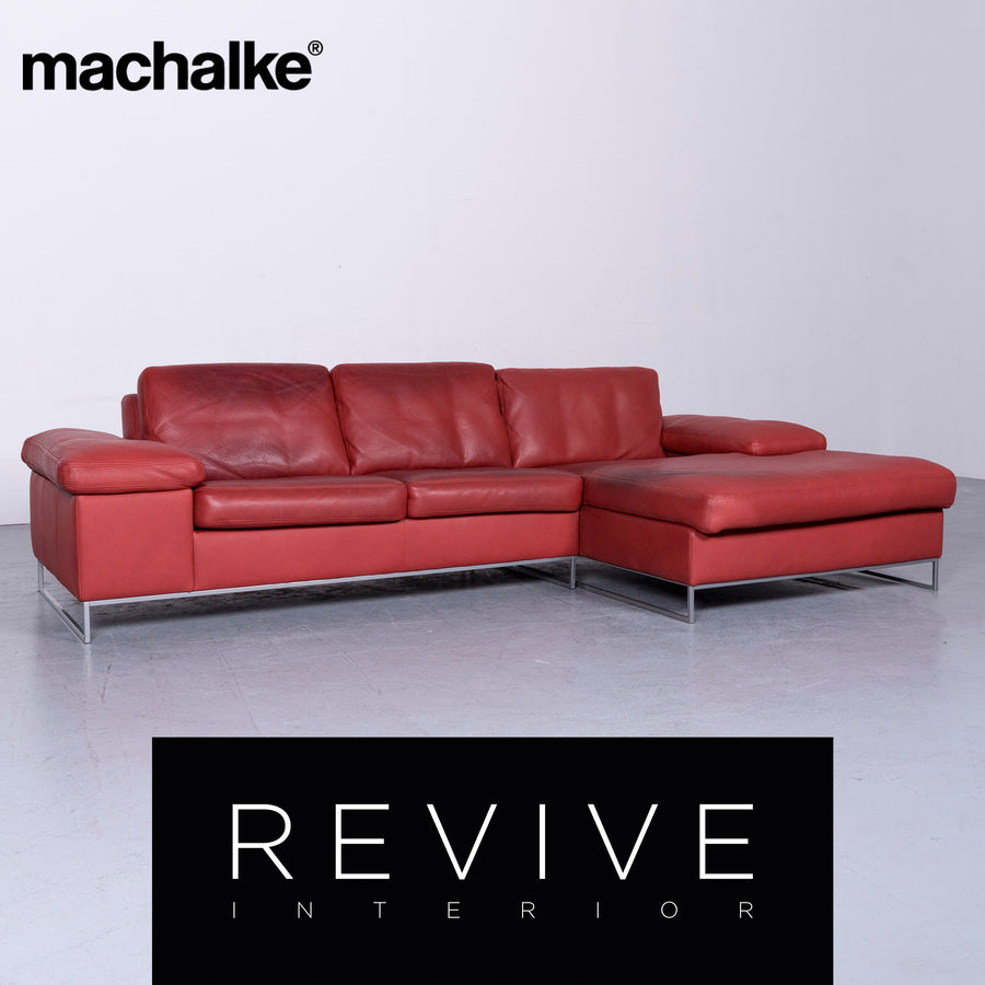Machalke Monte Christo Designer Leder Sofa Rot Echtleder Ecksofa Couch #6448