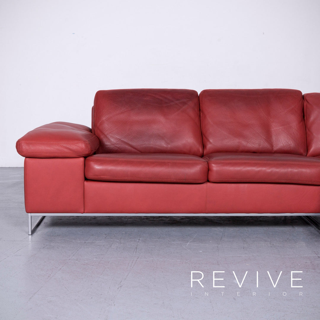 Machalke Monte Christo Designer Leder Sofa Rot Echtleder Ecksofa Couch #6448