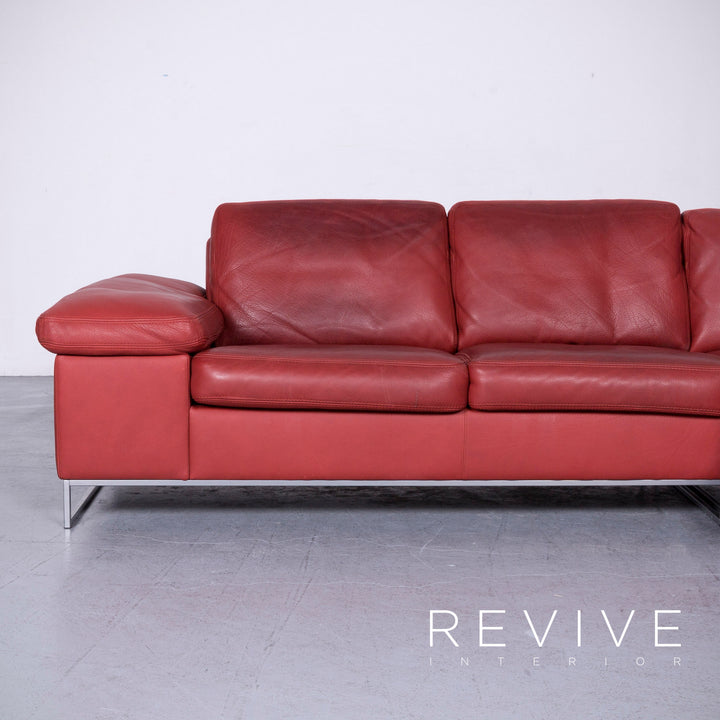 Machalke Monte Christo Designer Leder Sofa Rot Echtleder Ecksofa Couch #6448