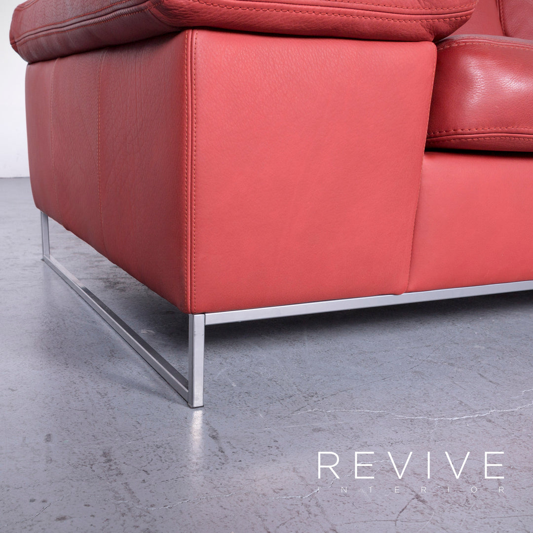 Machalke Monte Christo Designer Leder Sofa Rot Echtleder Ecksofa Couch #6448
