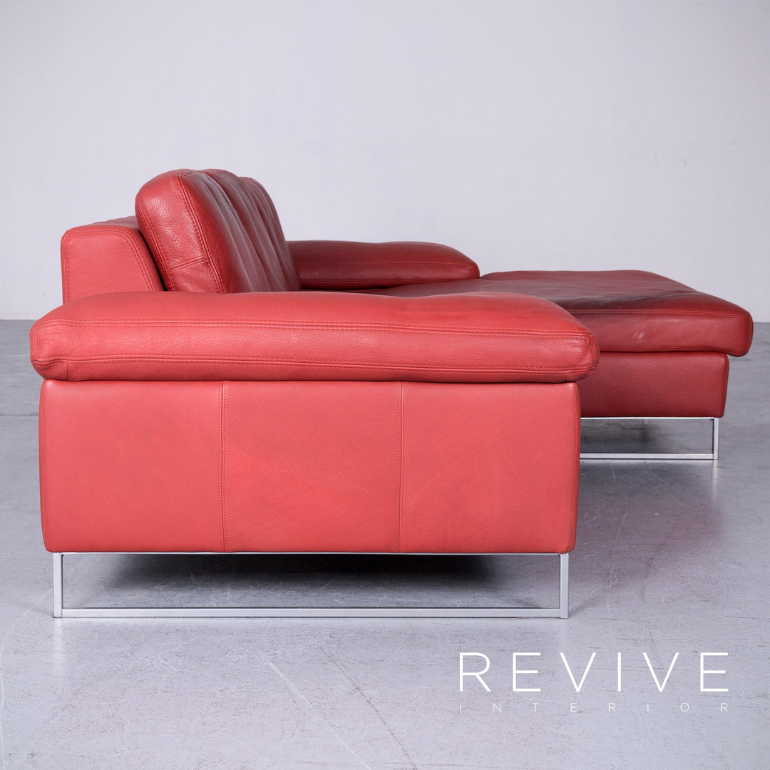 Machalke Monte Christo Designer Leder Sofa Rot Echtleder Ecksofa Couch #6448