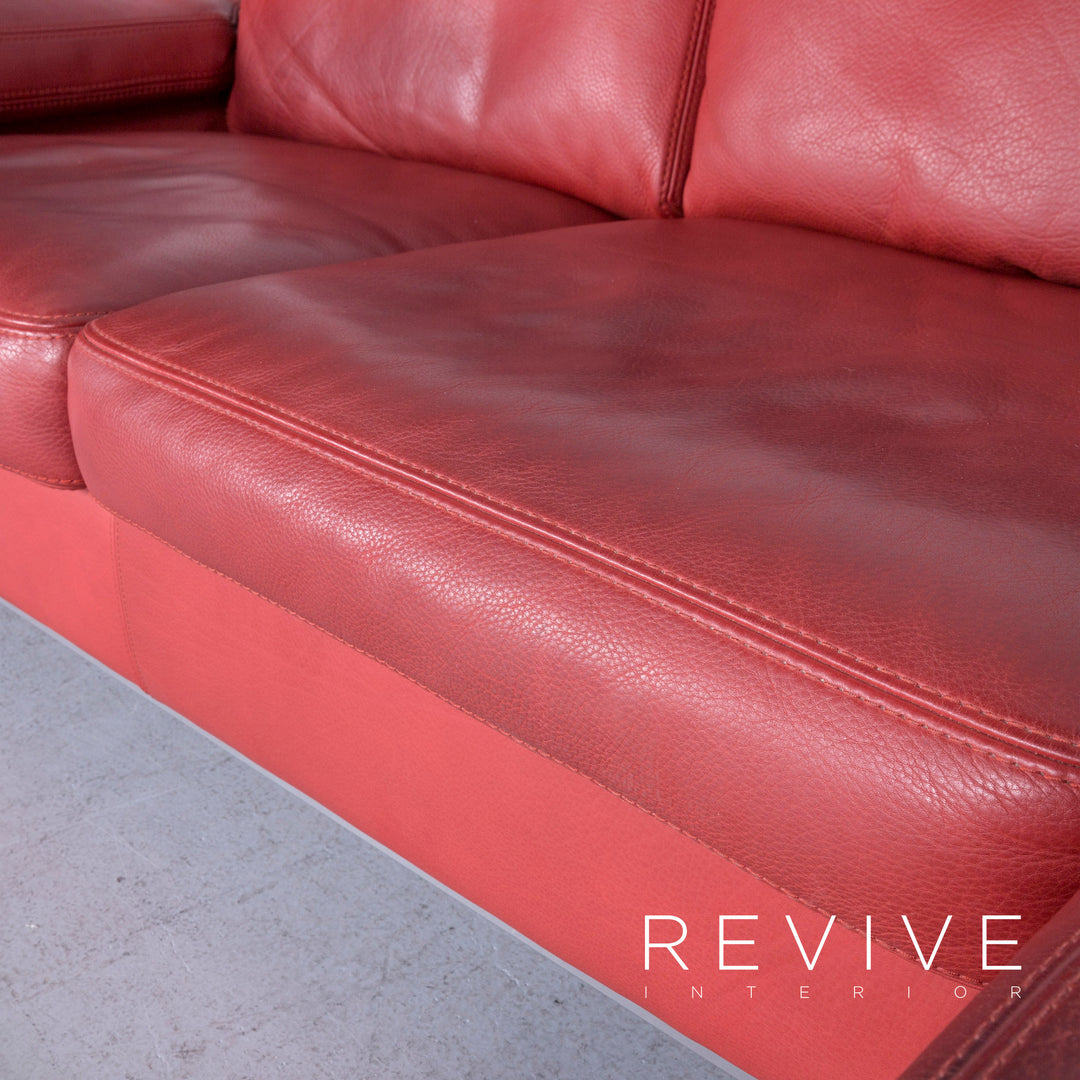 Machalke Monte Christo Designer Leder Sofa Rot Echtleder Ecksofa Couch #6448