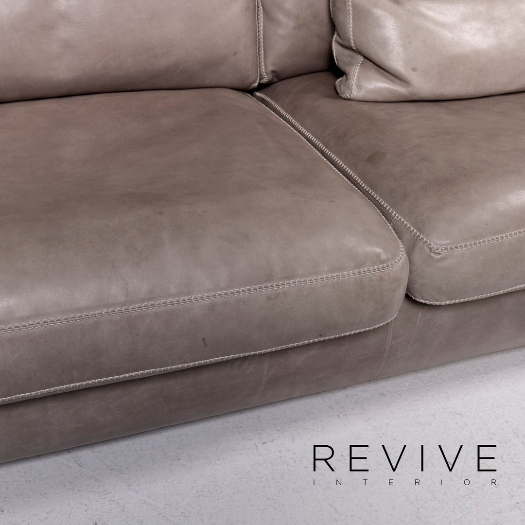 Machalke Valentino Leder Sofa Grau Dreisitzer Couch #11100