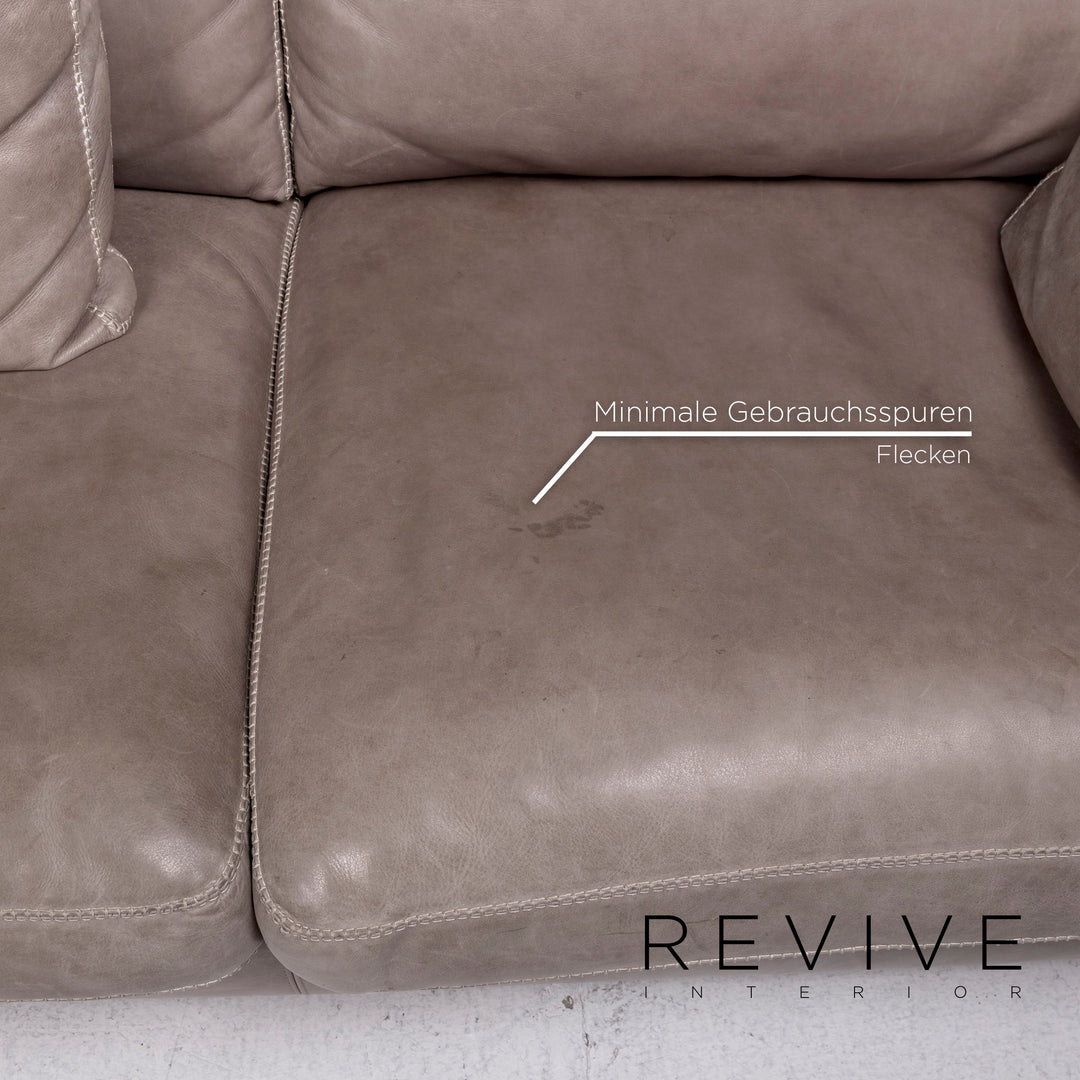 Machalke Valentino Leder Sofa Grau Dreisitzer Couch #11100