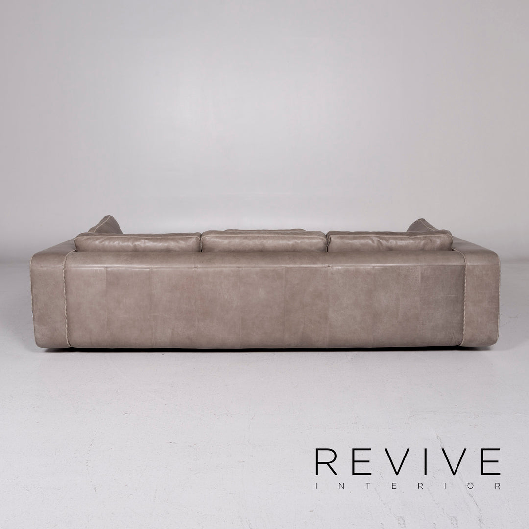 Machalke Valentino Leder Sofa Grau Dreisitzer Couch #11100