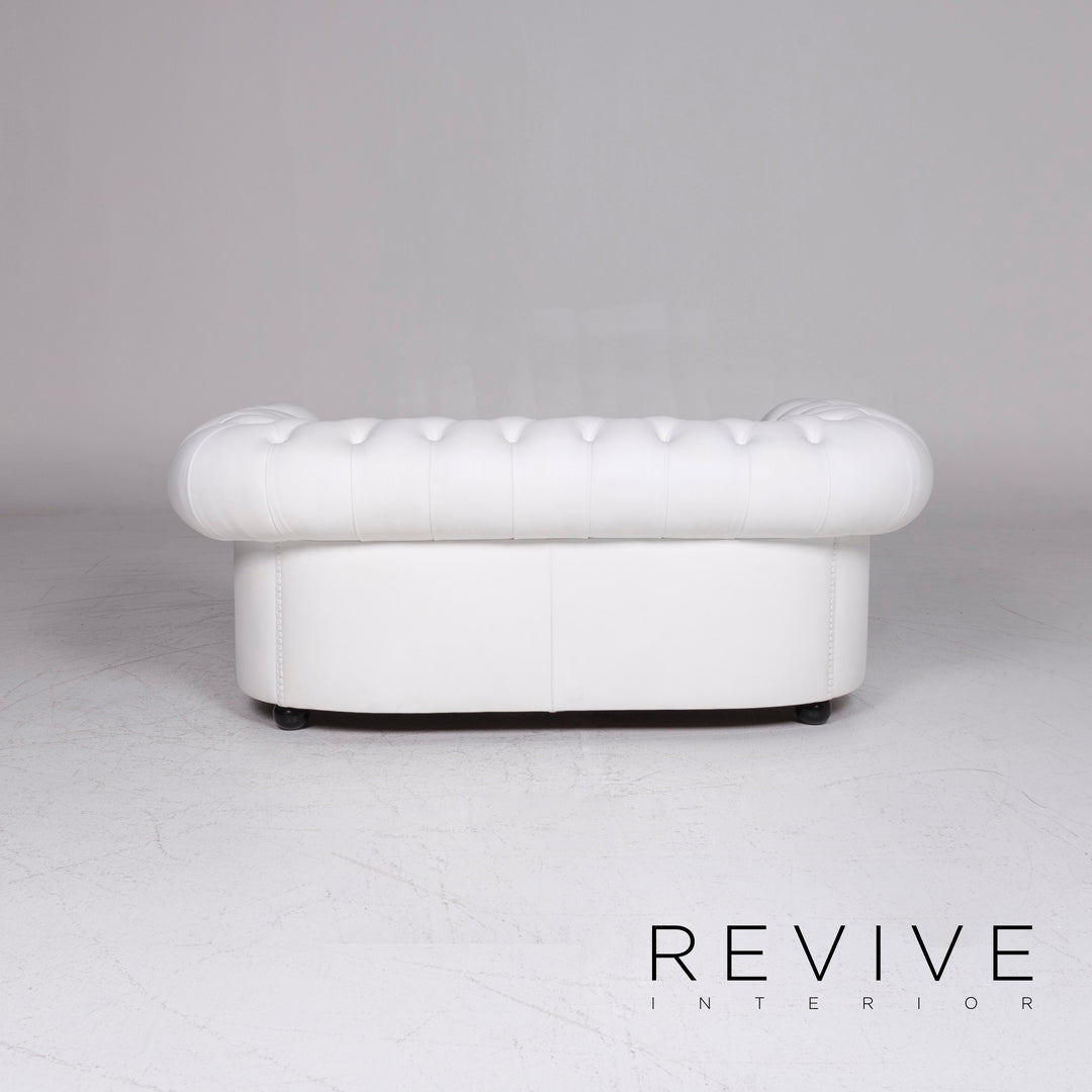 Poltrona Frau Chester Leather Sofa White Two Seater Couch Retro #9223
