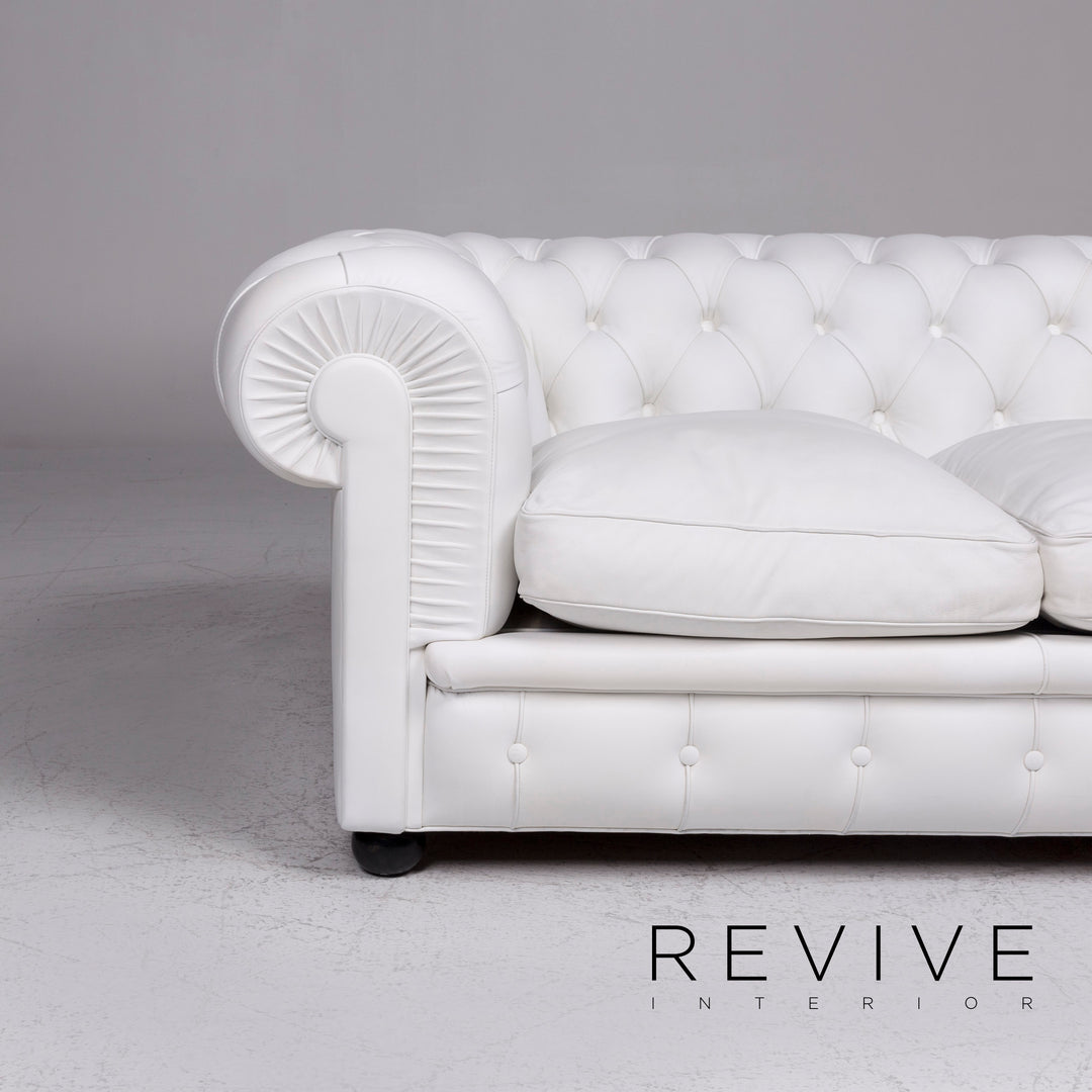 Poltrona Frau Chester Leather Sofa White Two Seater Couch Retro #9223