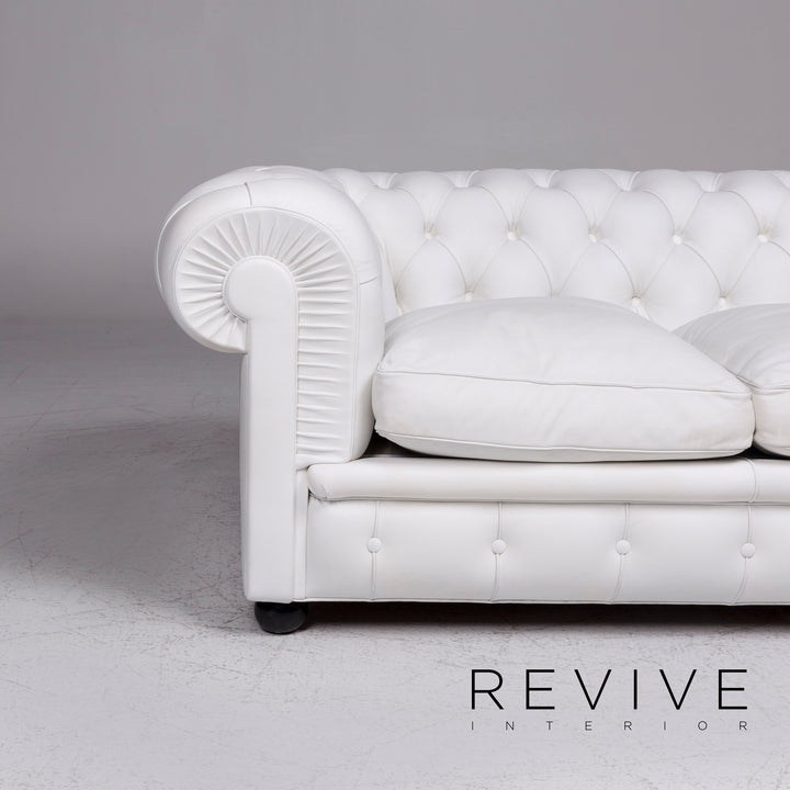 Poltrona Frau Chester Leather Sofa White Two Seater Couch Retro #9223