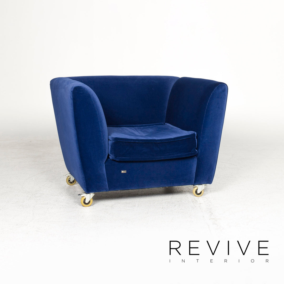 Bretz Monster Fabric Armchair Stool Blue Velvet #8852