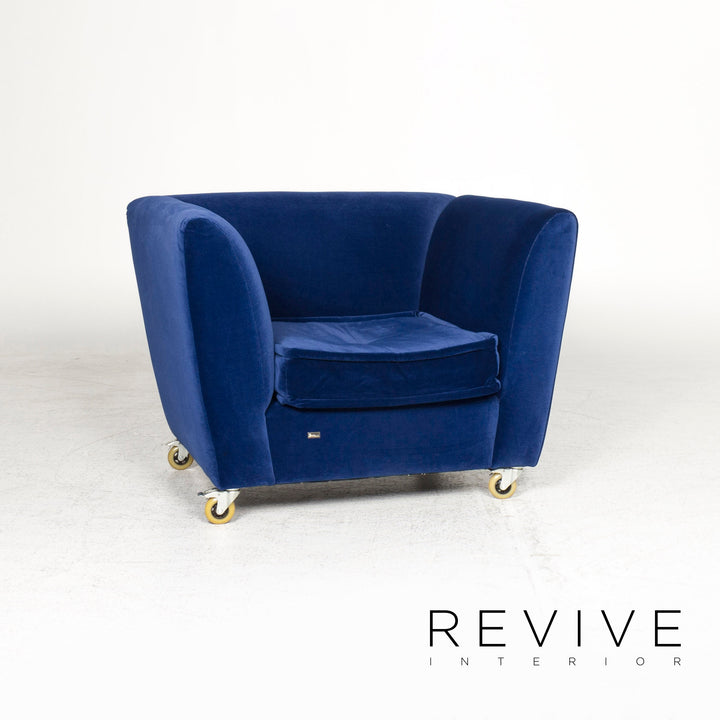 Bretz Monster Fabric Armchair Stool Blue Velvet #8852