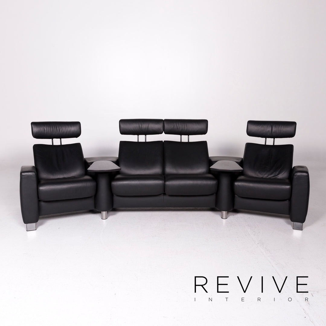 Stressless Arion Leder Sofa Schwarz Viersitzer Funktion Couch #11498