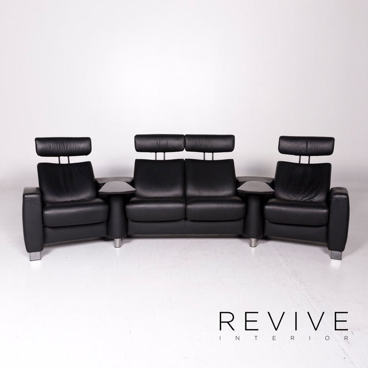 Stressless Arion Leder Sofa Schwarz Viersitzer Funktion Couch #11498