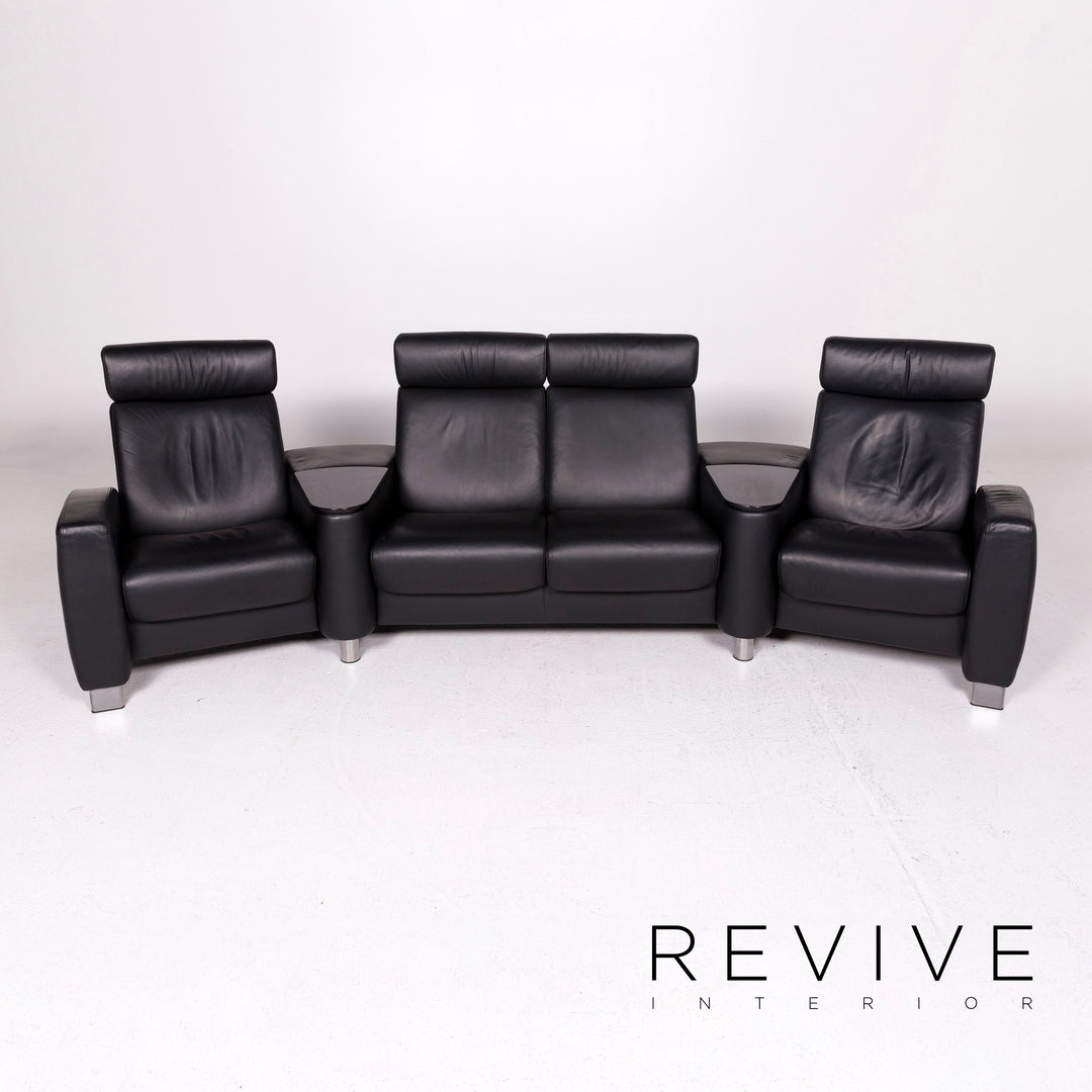 Stressless Arion Leder Sofa Schwarz Viersitzer Funktion Couch #11498