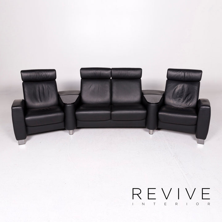 Stressless Arion Leder Sofa Schwarz Viersitzer Funktion Couch #11498