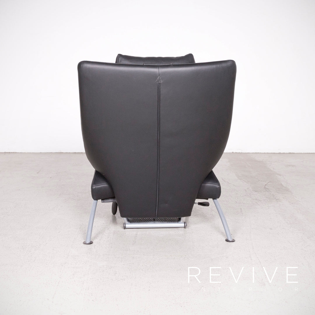 WK Wohnen Solo 699 Chaise longue design en cuir véritable noir avec fauteuil #7803